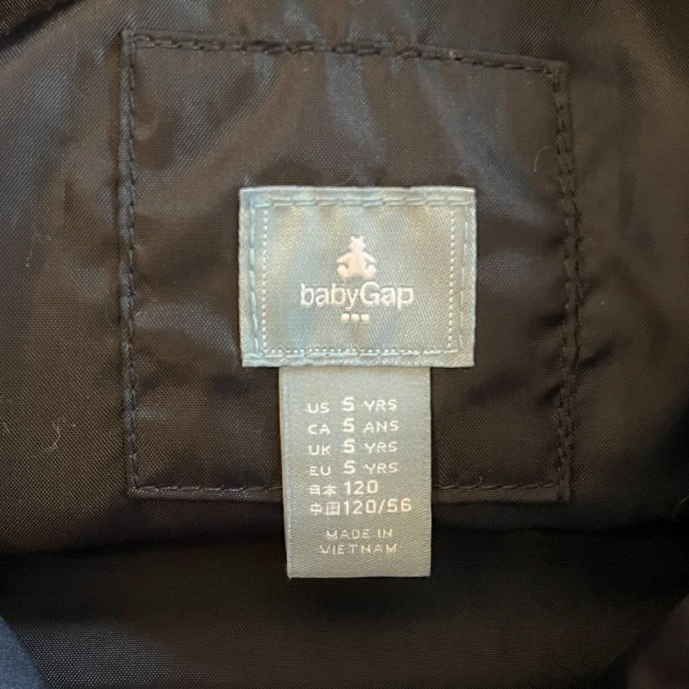 GAP kids puffer vest navy corduroy full zip 5 boy